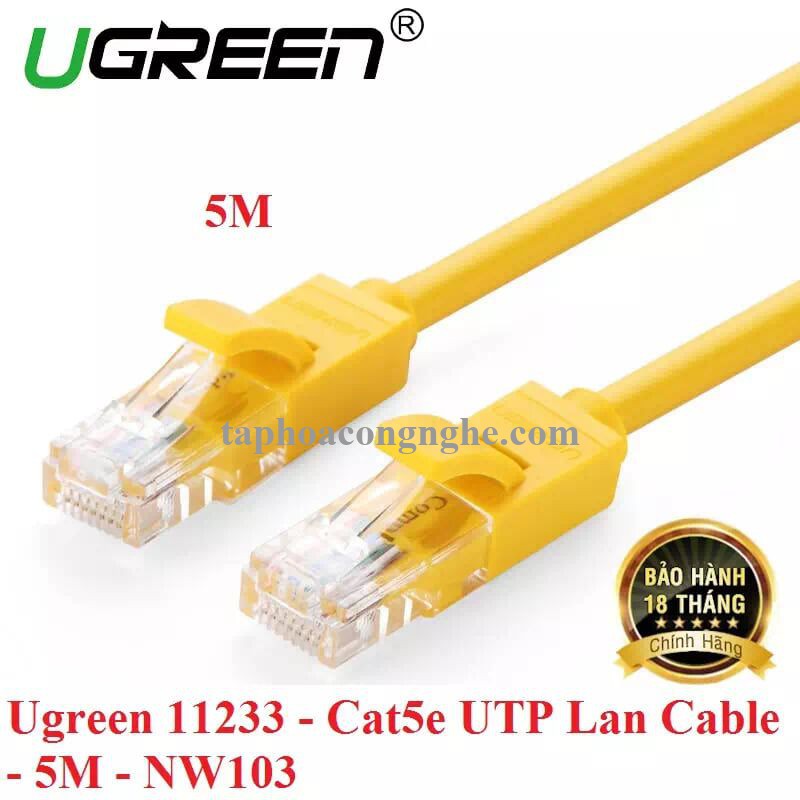 Ugreen 11233 5M màu Vàng Cáp mạng LAN CAT5E UPT NW103 30011233
